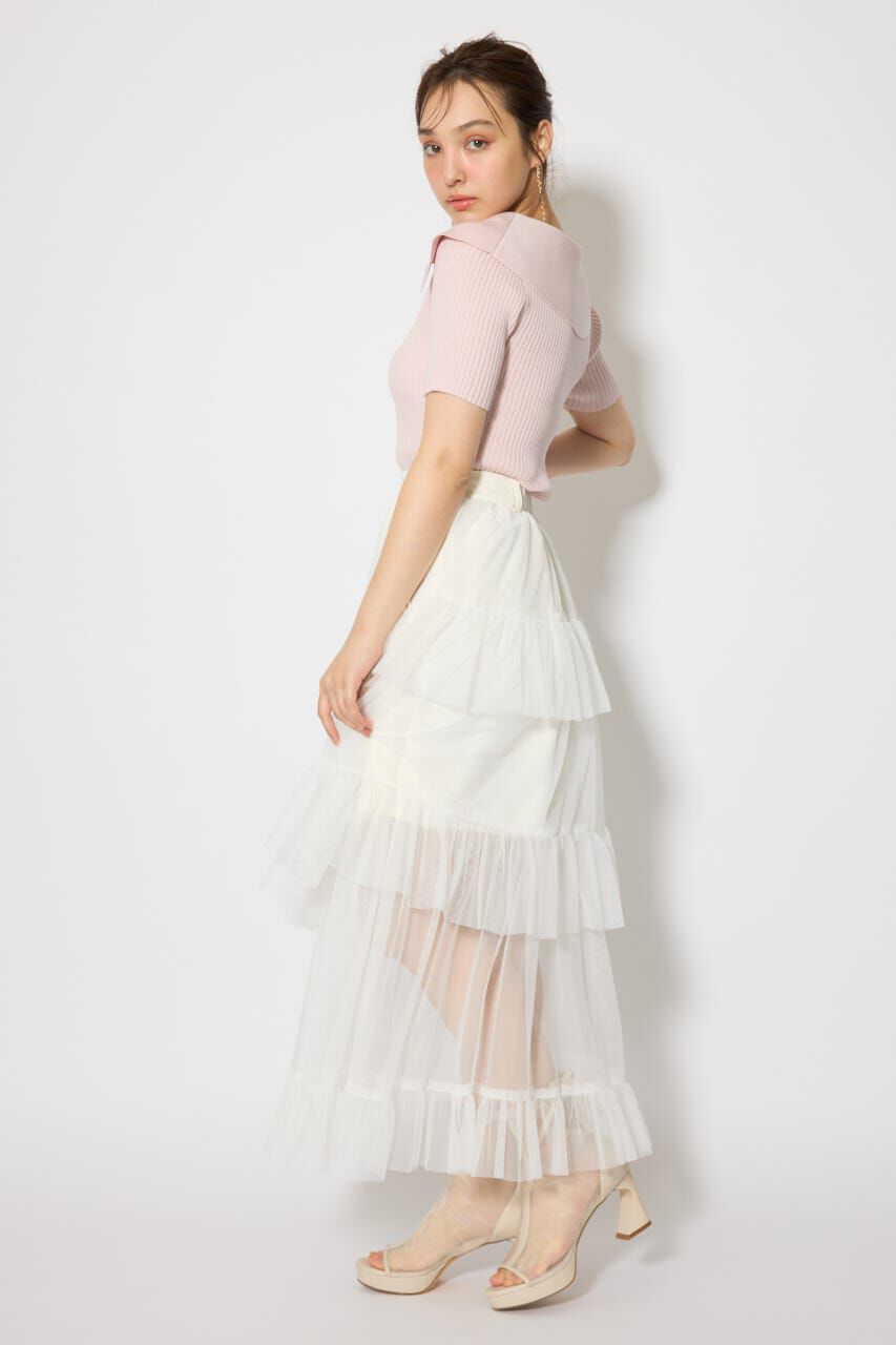 rienda「ティアードフレアチュールジャストウエストスカート」|スカート|