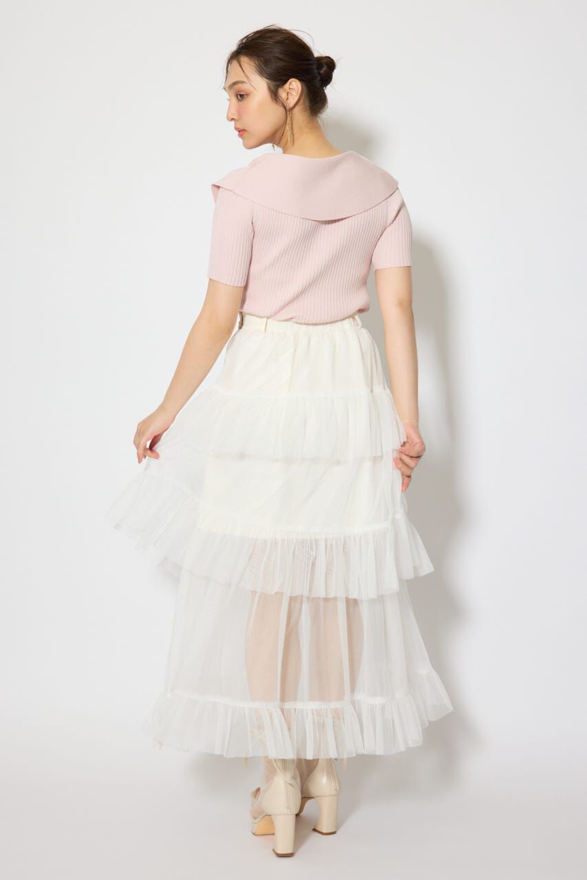 rienda「ティアードフレアチュールジャストウエストスカート」|スカート|