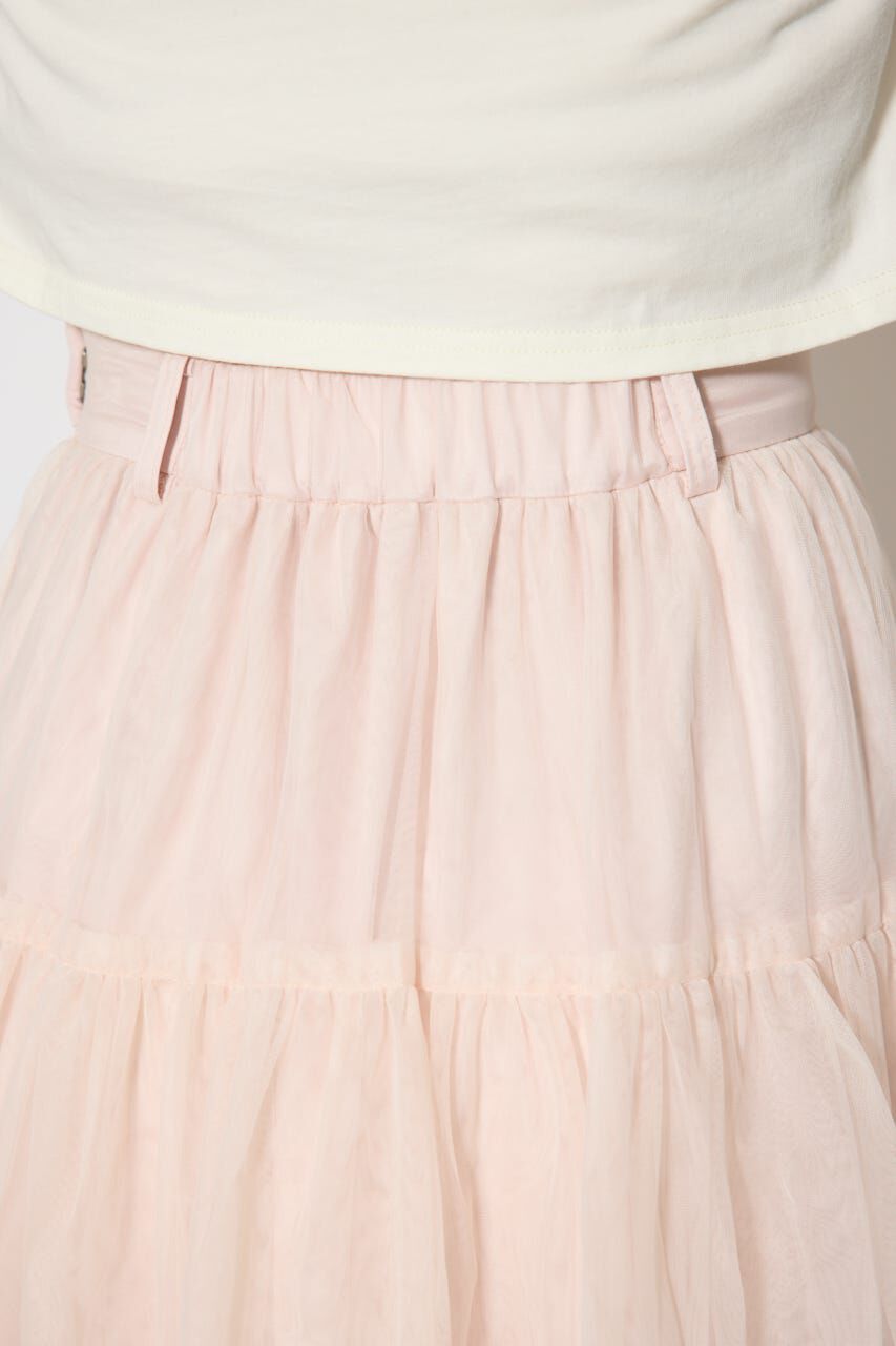 rienda「ティアードフレアチュールジャストウエストスカート」|スカート|