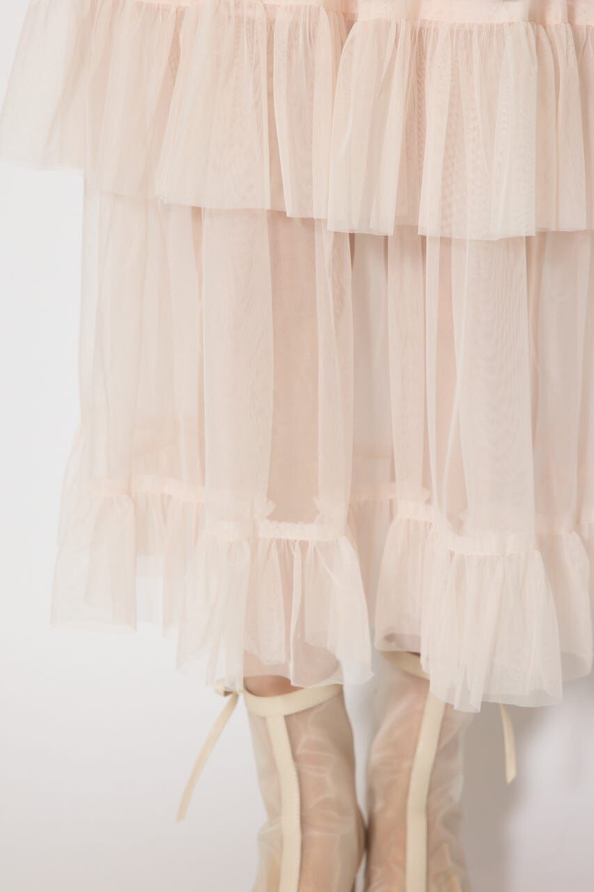 rienda「ティアードフレアチュールジャストウエストスカート」|スカート|