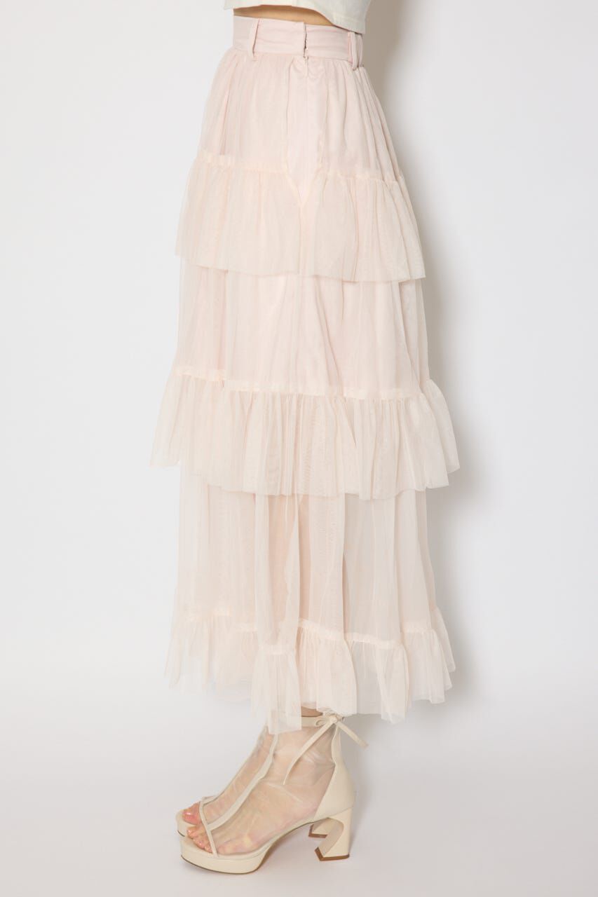 rienda「ティアードフレアチュールジャストウエストスカート」|スカート|
