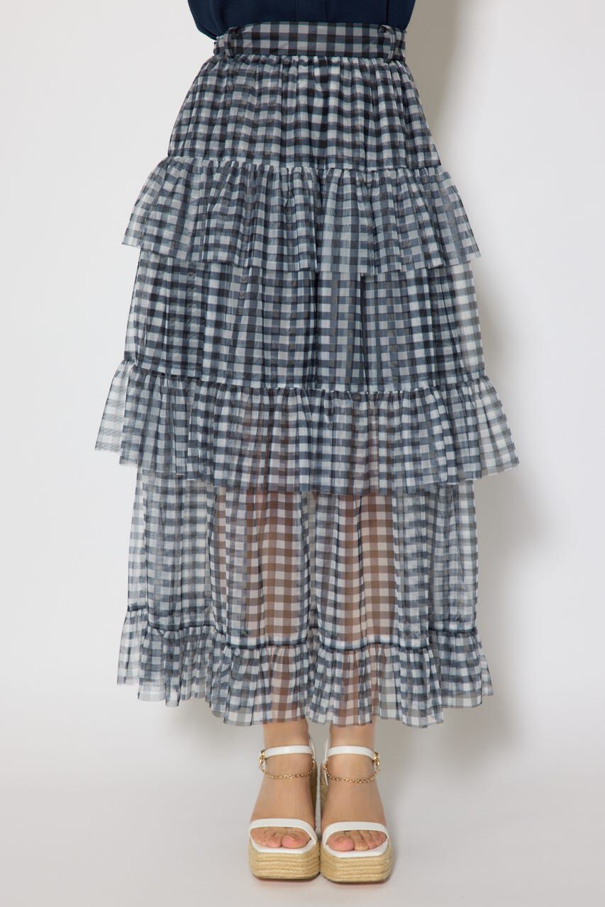 rienda「ティアードフレアチュールジャストウエストスカート」|スカート|
