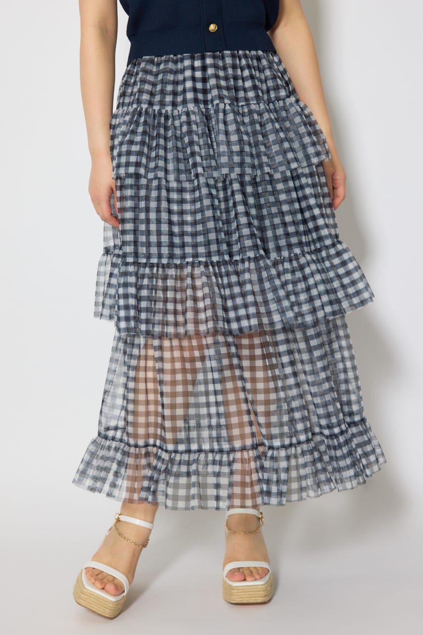 rienda「ティアードフレアチュールジャストウエストスカート」|スカート|