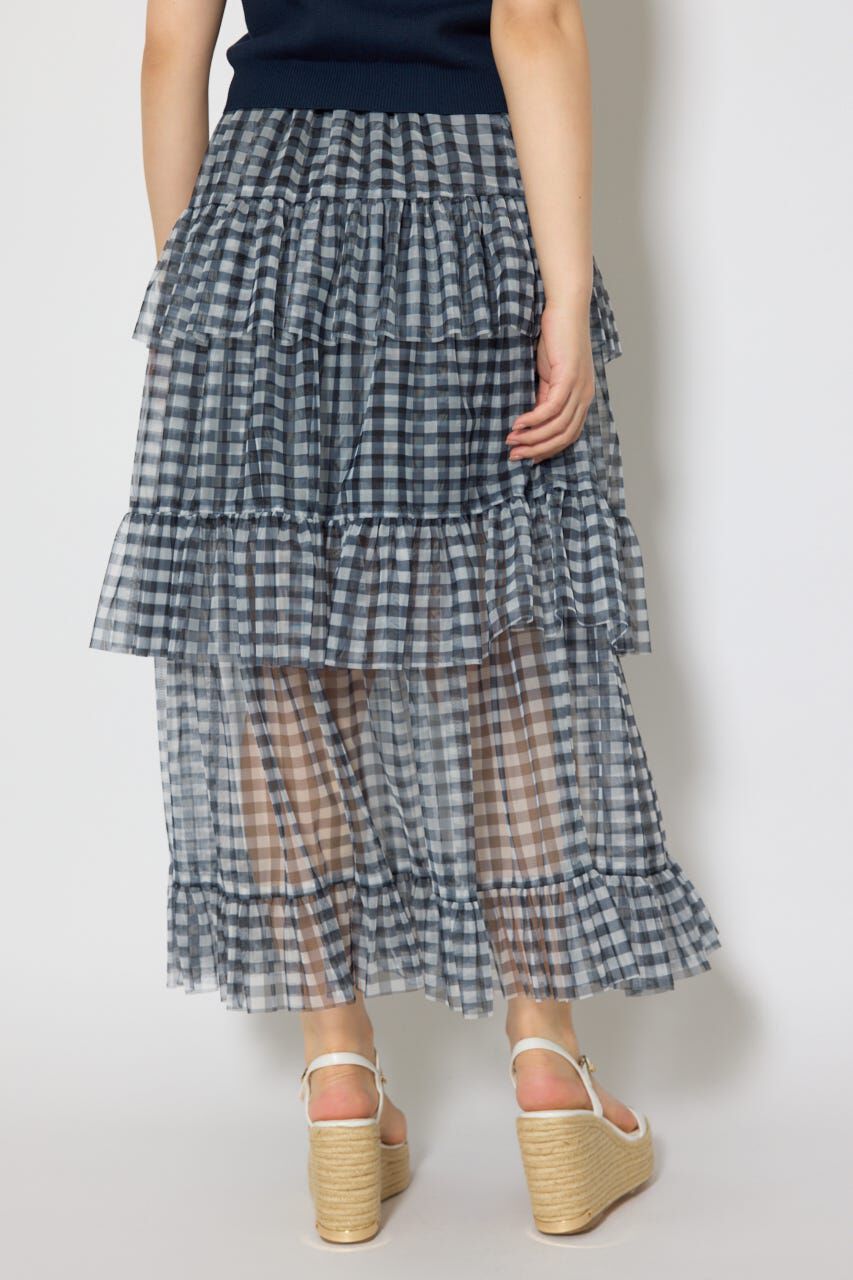 rienda「ティアードフレアチュールジャストウエストスカート」|スカート|