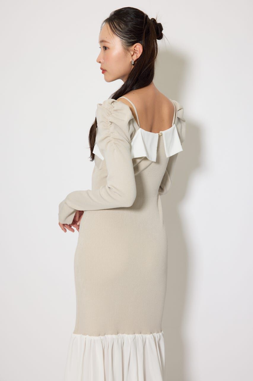 rienda「レイヤードフロントリボンマーメイドニットワンピース」|ワンピース|