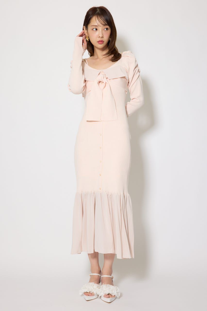 rienda「レイヤードフロントリボンマーメイドニットワンピース」|ワンピース|PNK