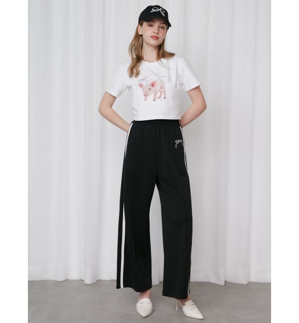 CALNAMUR「SIDE LINE RIBBON PRINT SWEAT PT/サイドラインリボンプリントスウェットパンツ」|その他|
