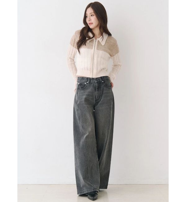 CALNAMUR「バックデザインワイドデニム」|デニム|