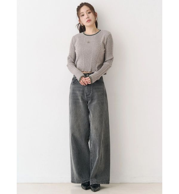 CALNAMUR「バックデザインワイドデニム」|デニム|