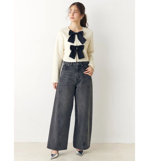 CALNAMUR「バックデザインワイドデニム」|デニム|