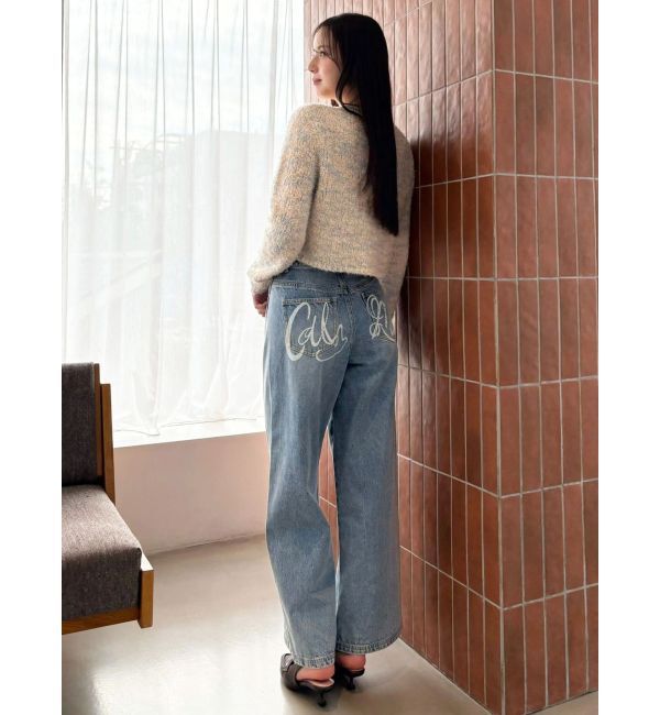 CALNAMUR「バックデザインワイドデニム」|デニム|