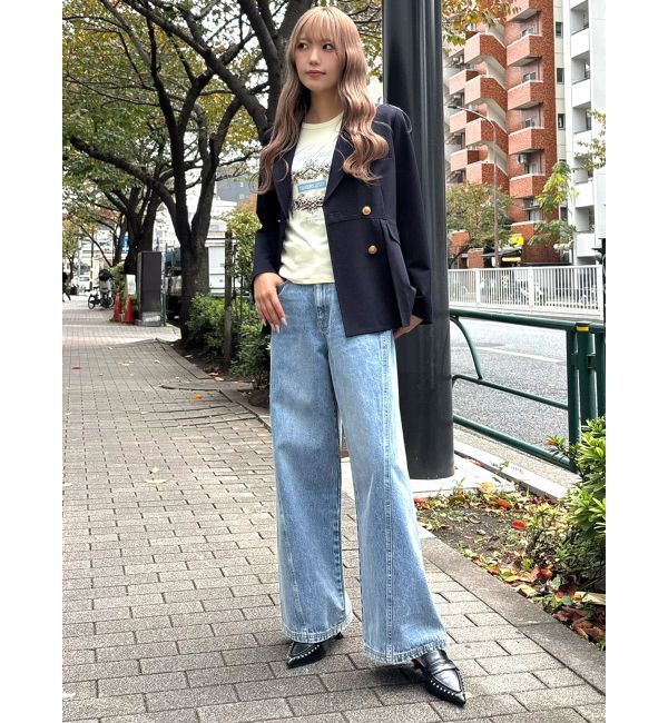 CALNAMUR「バックデザインワイドデニム」|デニム|