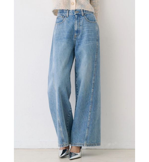 CALNAMUR「バックデザインワイドデニム」|デニム|ブルー