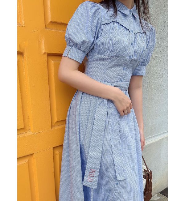 dazzlin「【POLO BCSコラボ/再生産】コルセットスウィッチングシャツワンピース」|ワンピース|ブルー