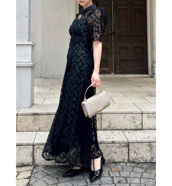 dazzlin「ネックツイスト刺繍レースドレス」|ドレス|