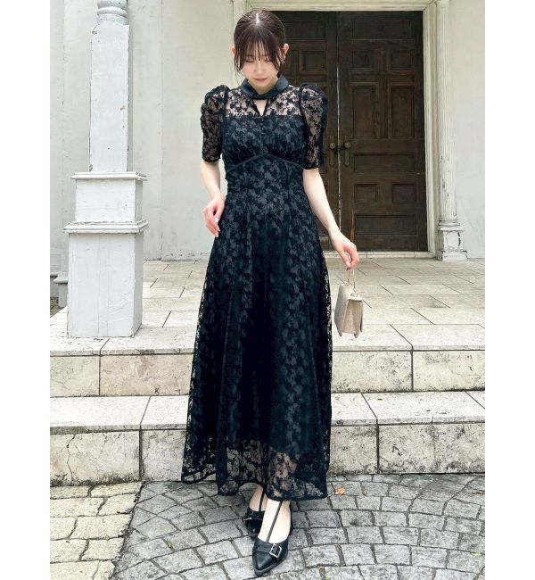 dazzlin「ネックツイスト刺繍レースドレス」|ドレス|