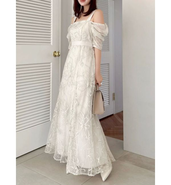 dazzlin「【藤井サチコラボ】ラメ刺繍チュール2WAYスリーブドレス」|ドレス|