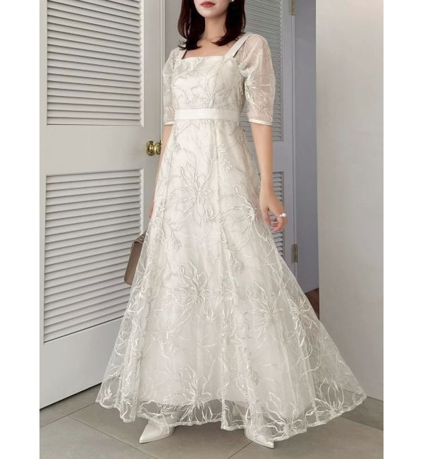 dazzlin「【藤井サチコラボ】ラメ刺繍チュール2WAYスリーブドレス」|ドレス|