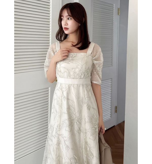 dazzlin「【藤井サチコラボ】ラメ刺繍チュール2WAYスリーブドレス」|ドレス|