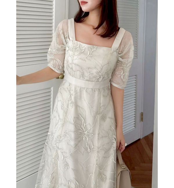 dazzlin「【藤井サチコラボ】ラメ刺繍チュール2WAYスリーブドレス」|ドレス|