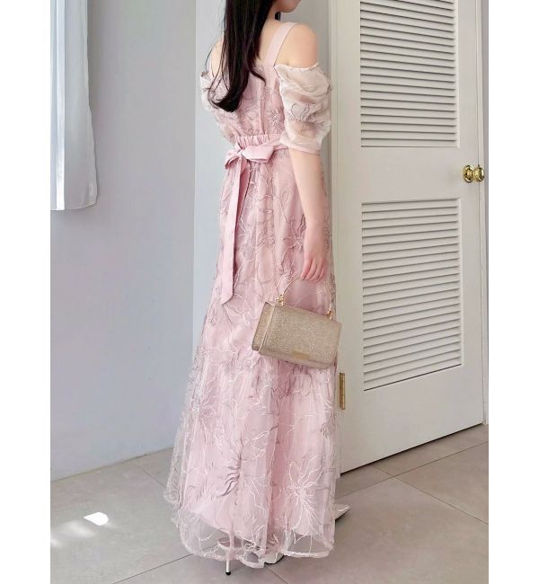 dazzlin「【藤井サチコラボ】ラメ刺繍チュール2WAYスリーブドレス」|ドレス|