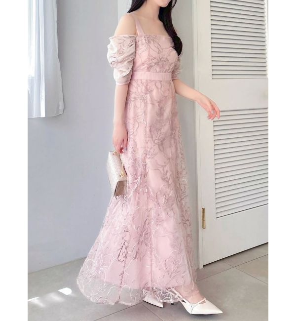 dazzlin「【藤井サチコラボ】ラメ刺繍チュール2WAYスリーブドレス」|ドレス|