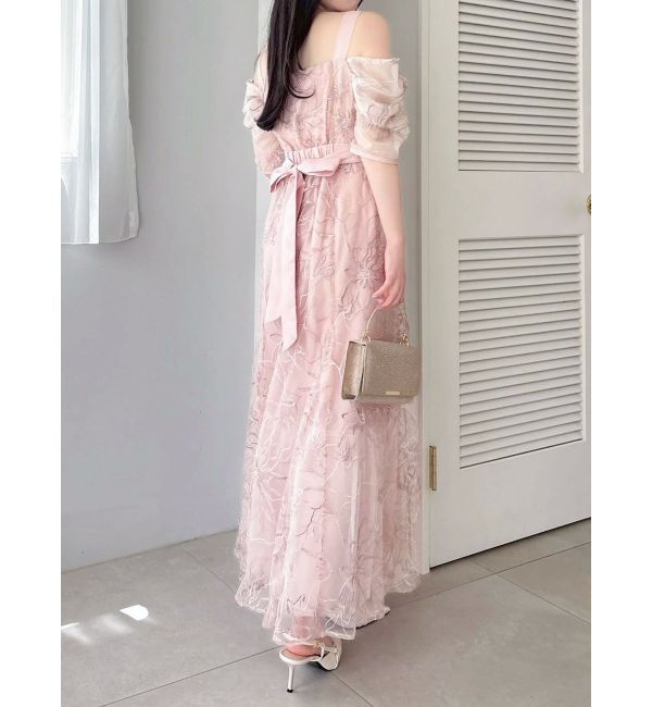 dazzlin「【藤井サチコラボ】ラメ刺繍チュール2WAYスリーブドレス」|ドレス|