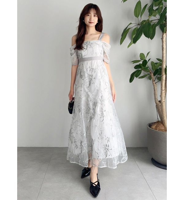 dazzlin「【藤井サチコラボ】ラメ刺繍チュール2WAYスリーブドレス」|ドレス|