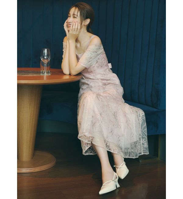 dazzlin「【藤井サチコラボ】ラメ刺繍チュール2WAYスリーブドレス」|ドレス|
