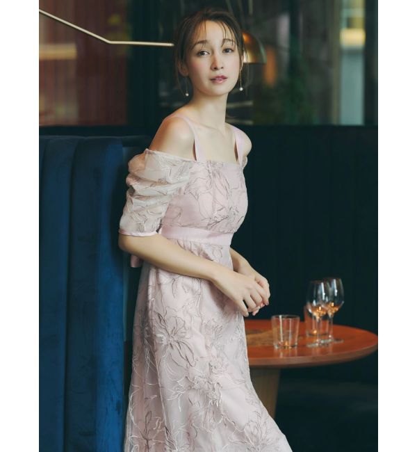 dazzlin「【藤井サチコラボ】ラメ刺繍チュール2WAYスリーブドレス」|ドレス|