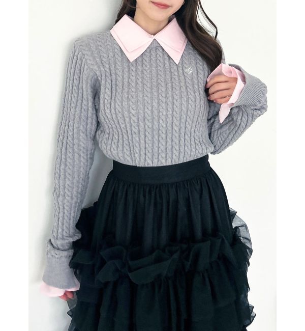 dazzlin「【20周年記念復刻！】ケーブルシャツドッキングニット」|ニット・セーター|