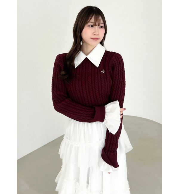 dazzlin「【20周年記念復刻！】ケーブルシャツドッキングニット」|ニット・セーター|