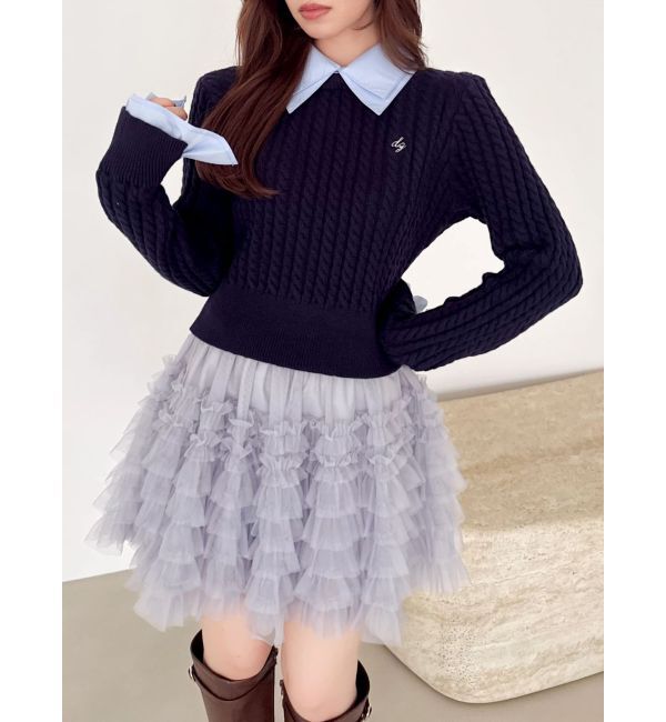 dazzlin「【20周年記念復刻！】ケーブルシャツドッキングニット」|ニット・セーター|