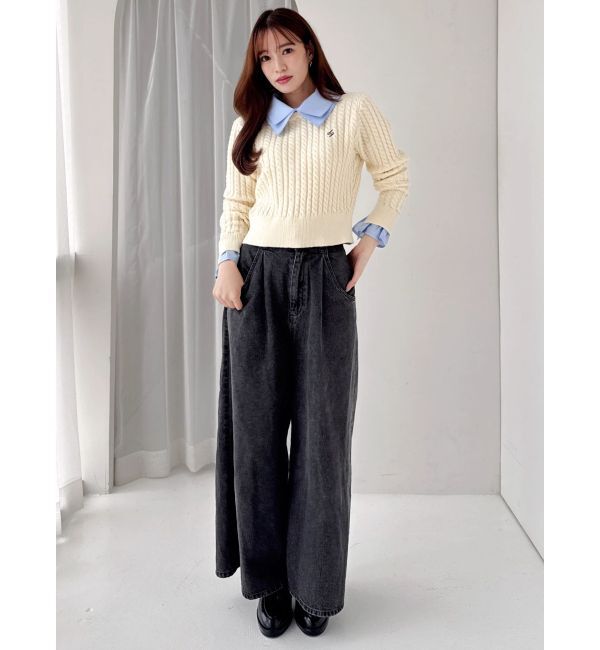 dazzlin「【20周年記念復刻！】ケーブルシャツドッキングニット」|ニット・セーター|