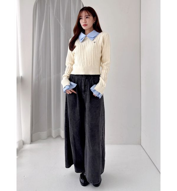 dazzlin「【20周年記念復刻！】ケーブルシャツドッキングニット」|ニット・セーター|