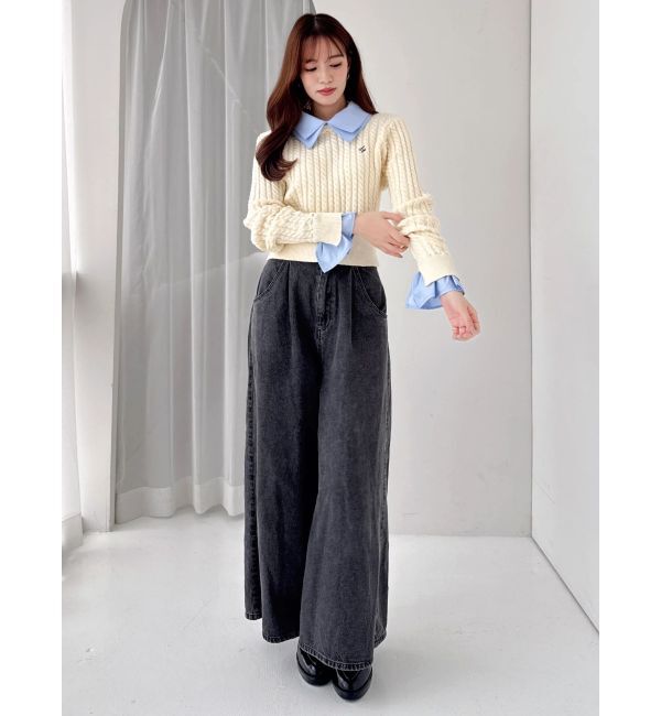 dazzlin「【20周年記念復刻！】ケーブルシャツドッキングニット」|ニット・セーター|