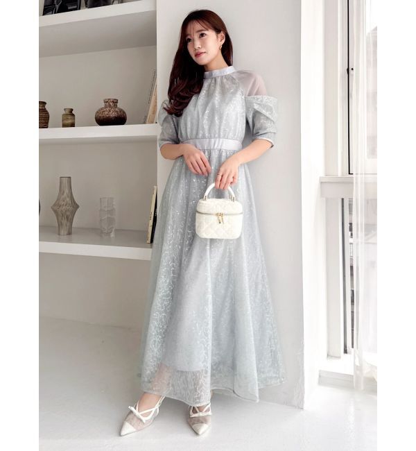 dazzlin「スパンコールレースオープンショルダードレス」|ワンピース|