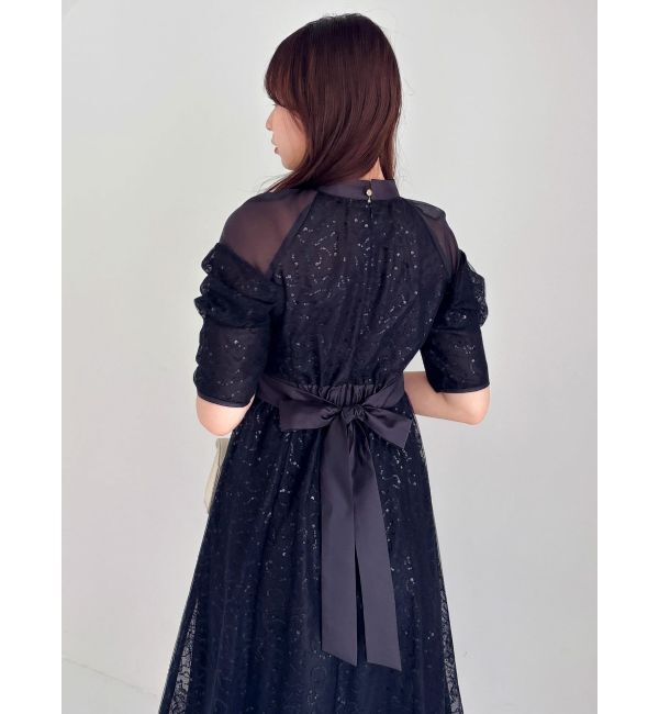 dazzlin「スパンコールレースオープンショルダードレス」|ワンピース|
