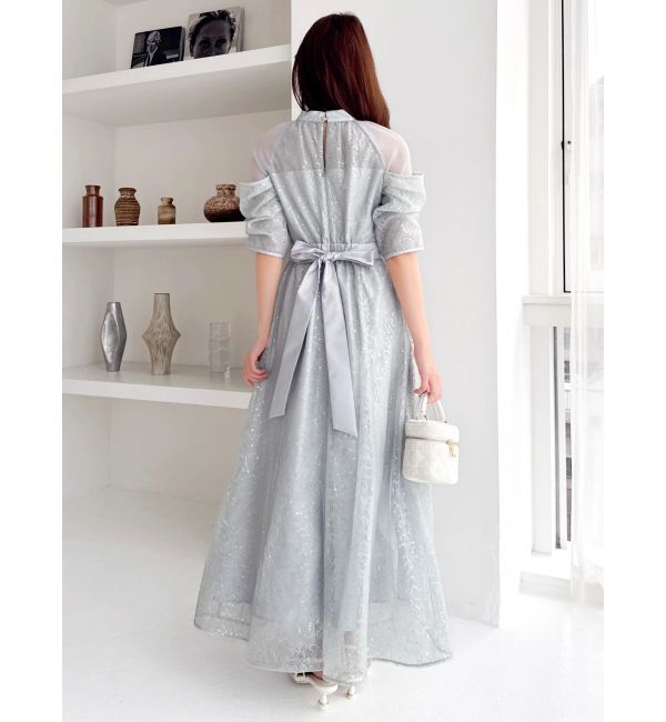 dazzlin「スパンコールレースオープンショルダードレス」|ワンピース|