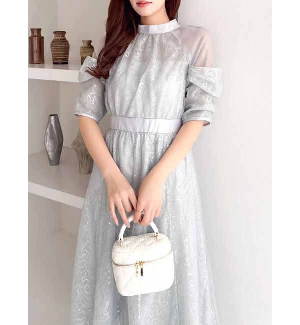 dazzlin「スパンコールレースオープンショルダードレス」|ワンピース|