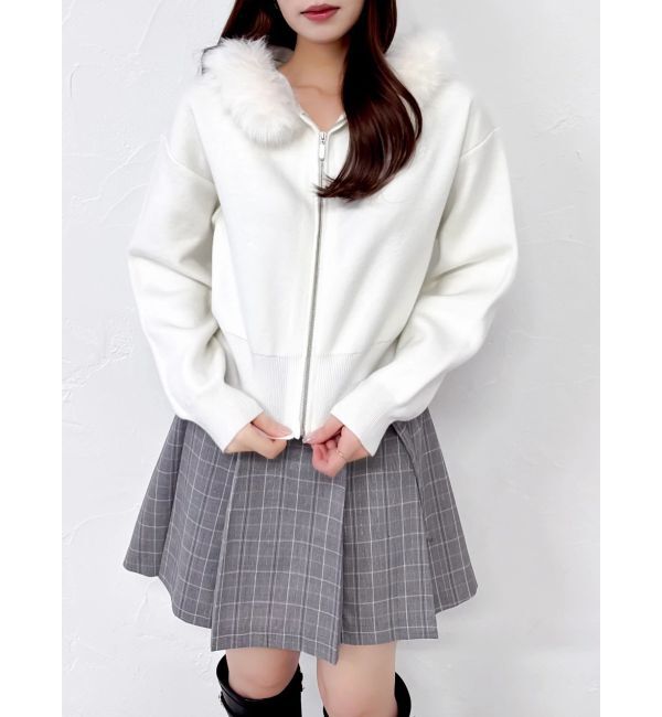 dazzlin「【WEB限定】フェイクファーニットフーディ」|パーカー|