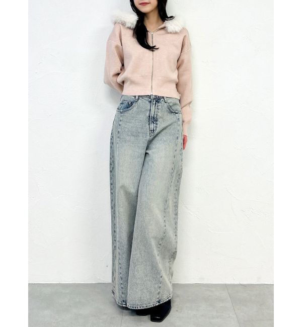 dazzlin「【WEB限定】フェイクファーニットフーディ」|パーカー|