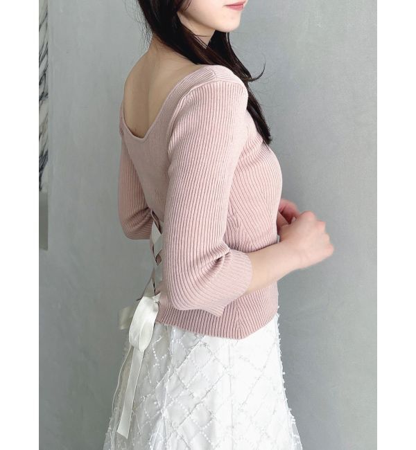 dazzlin「バックレースアップタイトニット」|ニット・セーター|