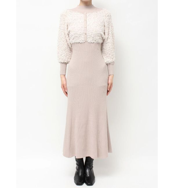 MERCURYDUO「ツイードニットカーデドッキングマーメイドニットワンピース」|ワンピース|