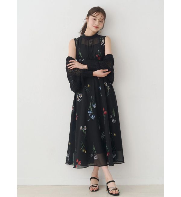 MERCURYDUO「花柄バックレースアップワンピース」|ワンピース|