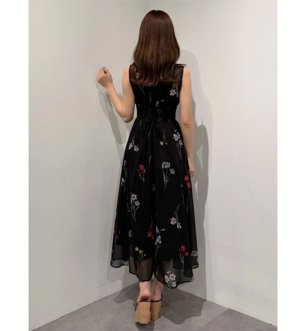 MERCURYDUO「花柄バックレースアップワンピース」|ワンピース|