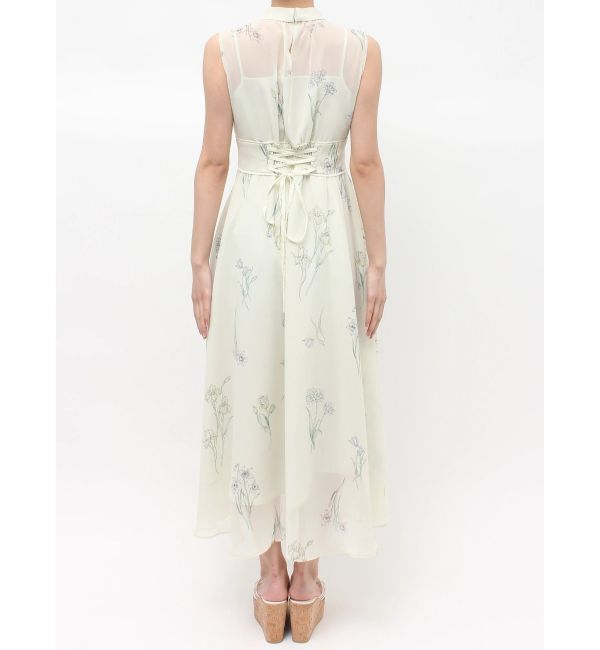 MERCURYDUO「花柄バックレースアップワンピース」|ワンピース|