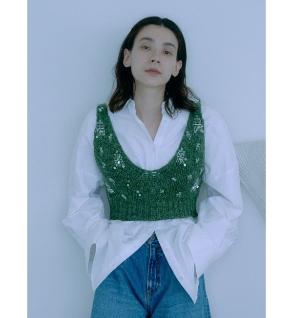 Ungrid「スパンコールデザインニットビスチェ」|ニット・セーター|グリーン