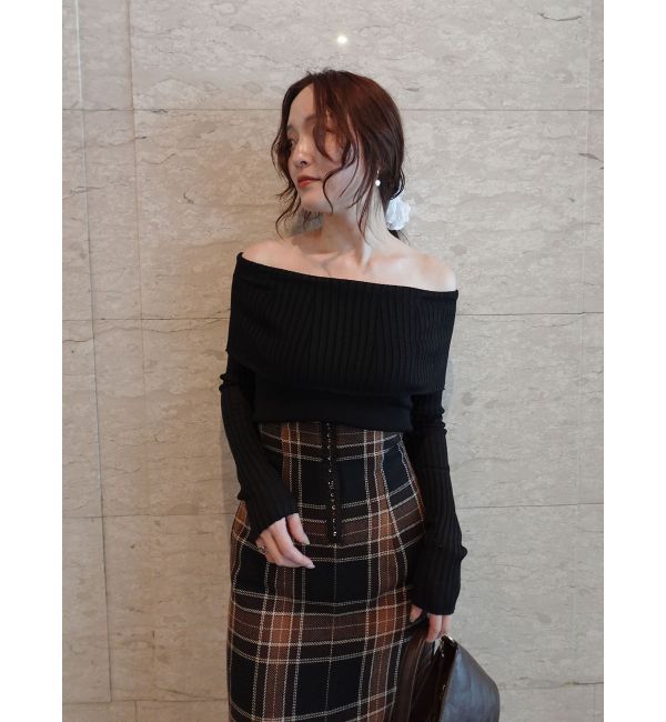 LAGUNAMOON「ロービングチェックナロースカート」|スカート|