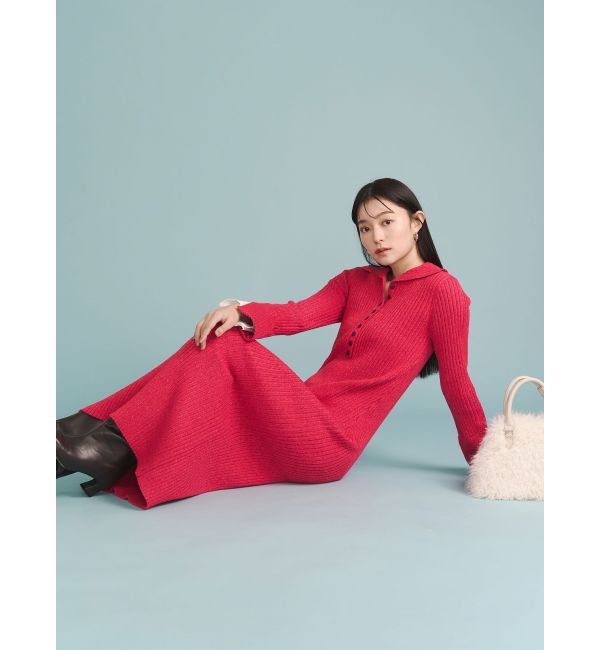 LAGUNAMOON「ラメブレンドレースカフスニットワンピース」|ワンピース|